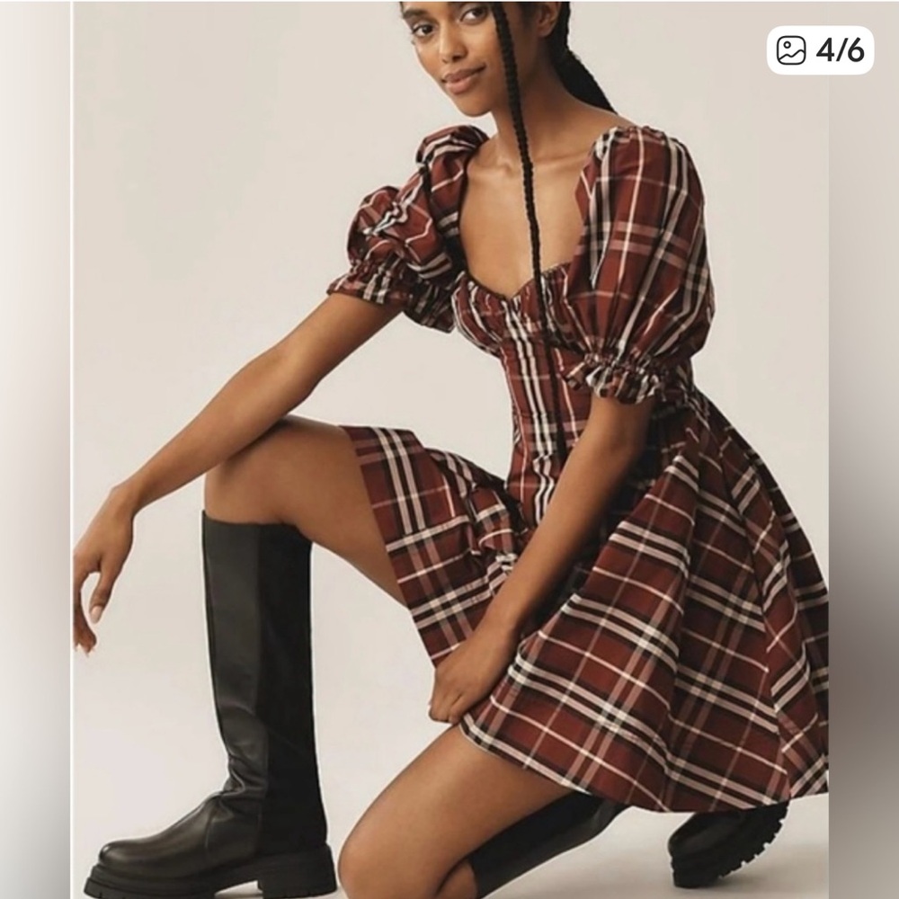 Anthropologie Burgundy Checkered
Mini Dress